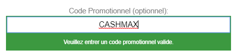 Entrez le code promo Betfirst "cashmax" à la création de votre compte.